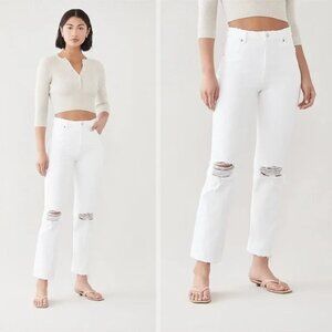Rolla's Original High Rise Straight Jeans Size 23 White Distressed Denim